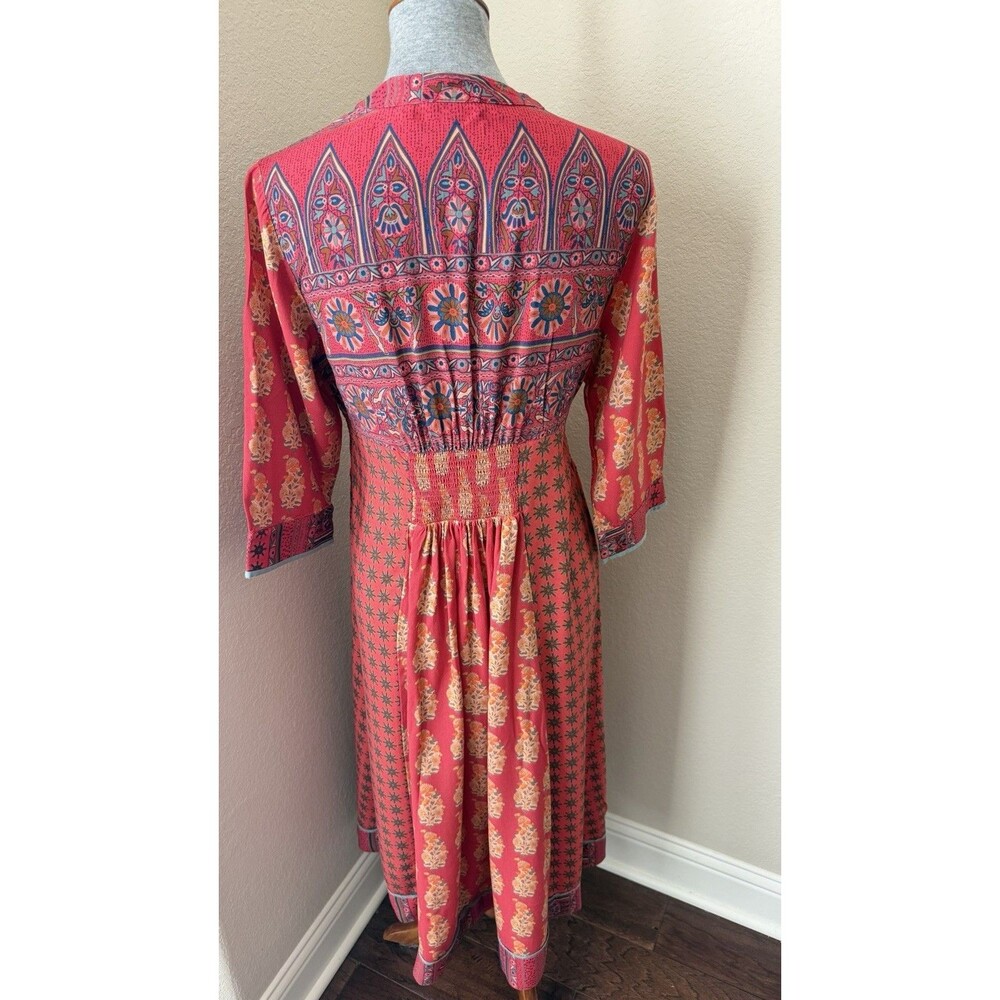 Soft Surroundings XS Red Paisley Floral Embroidered Beaded Phoenix Midi Dress - Picture 7 of 11